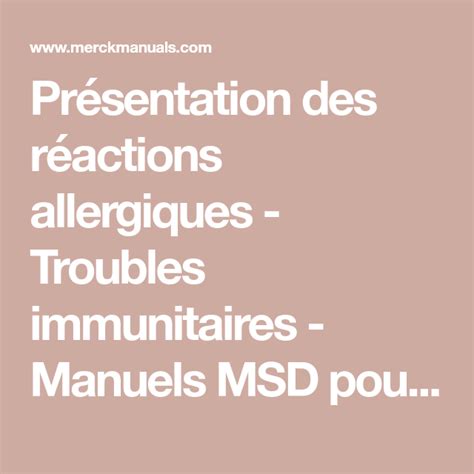 Présentation des réactions allergiques .